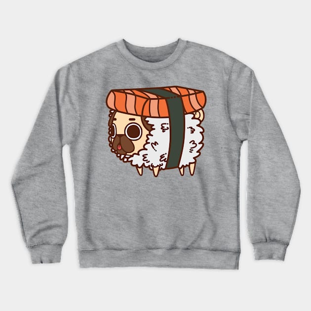 Salmon Sushi Puglie Crewneck Sweatshirt by Puglie Pug 